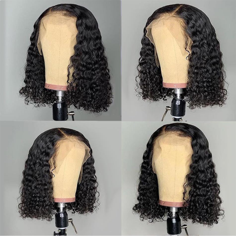 Chemical Fiber Wig Fashion Lady Medium Long Curly Hair Black Oblique Bangs Small Curly Wig Set